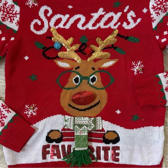NO BOUNDARIES M S Santa’s Favorite Reindeer Ugly Christmas Sweater Pullover - Picture 5 of 11